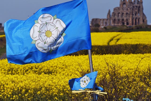 The White Rose of Yorkshire: seen near Whitby Abbey along the route for the Tour de Yorkshire 