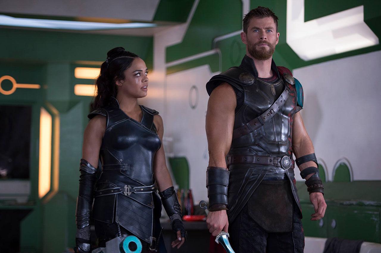 Tessa Thompson and Chris Hemsworth in ‘Thor: Ragnarok‘ (Marvel/Disney)