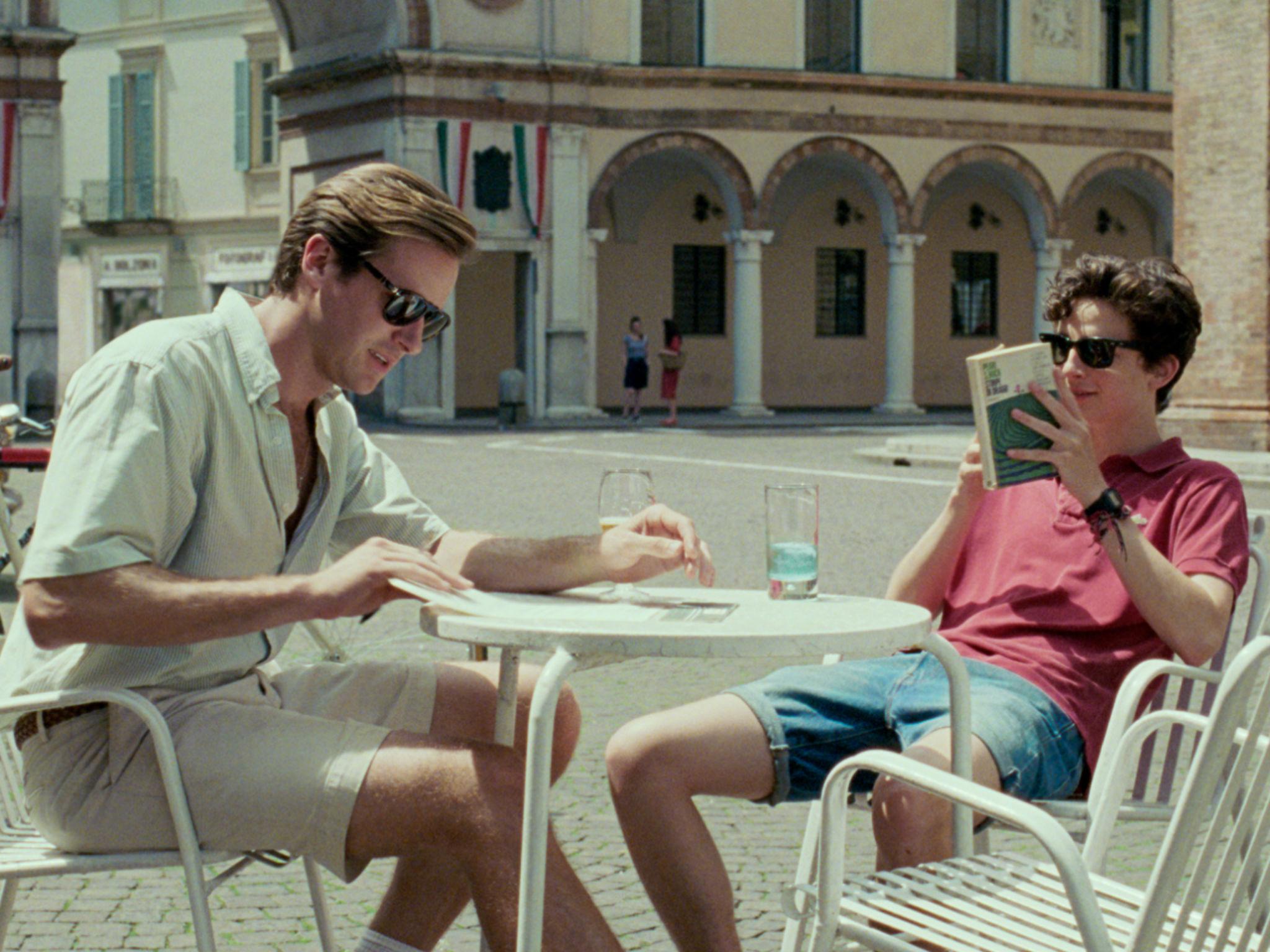 Armie Hammer as Oliver (left) and Timothée Chalamet as Elio in Luca Guadagnino’s film ‘Call Me By Your Name’
