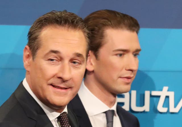 Chancellor Sebastian Kurz of the OVP (right) and Vice-Chancellor Heinz-Christian Strache of the FPO were sworn in on Monday