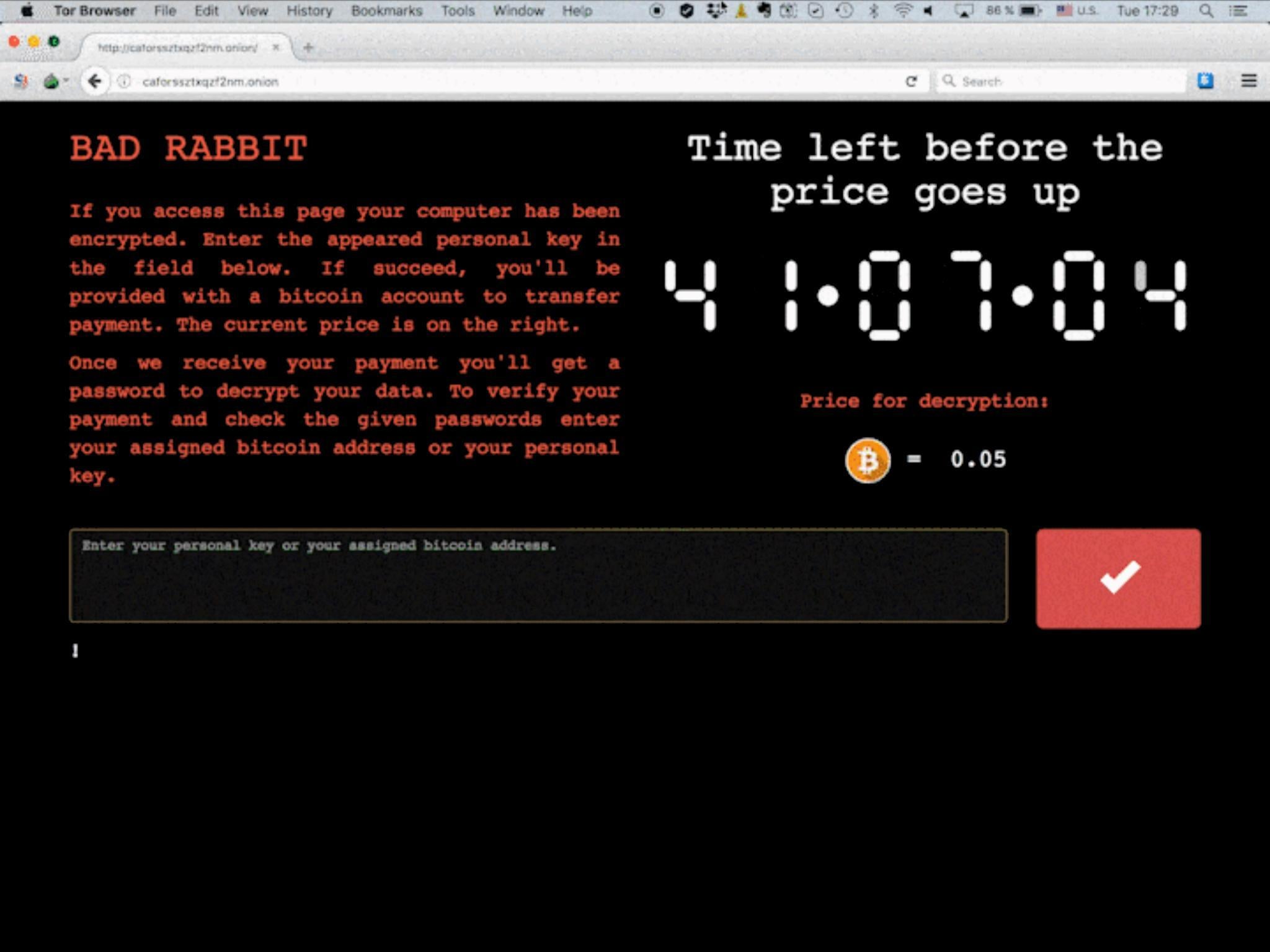 According to the Bad Rabbit ransom screen, the fee is set to rise