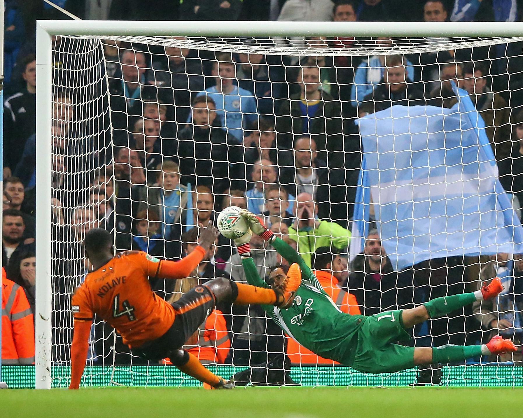 &#13;
Claudio Bravo was the hero as City progressed in a shootout &#13;