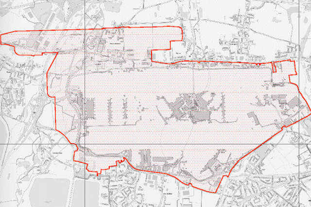 Land use: map showing the area taken up by Heathrow if a third runway goes ahead