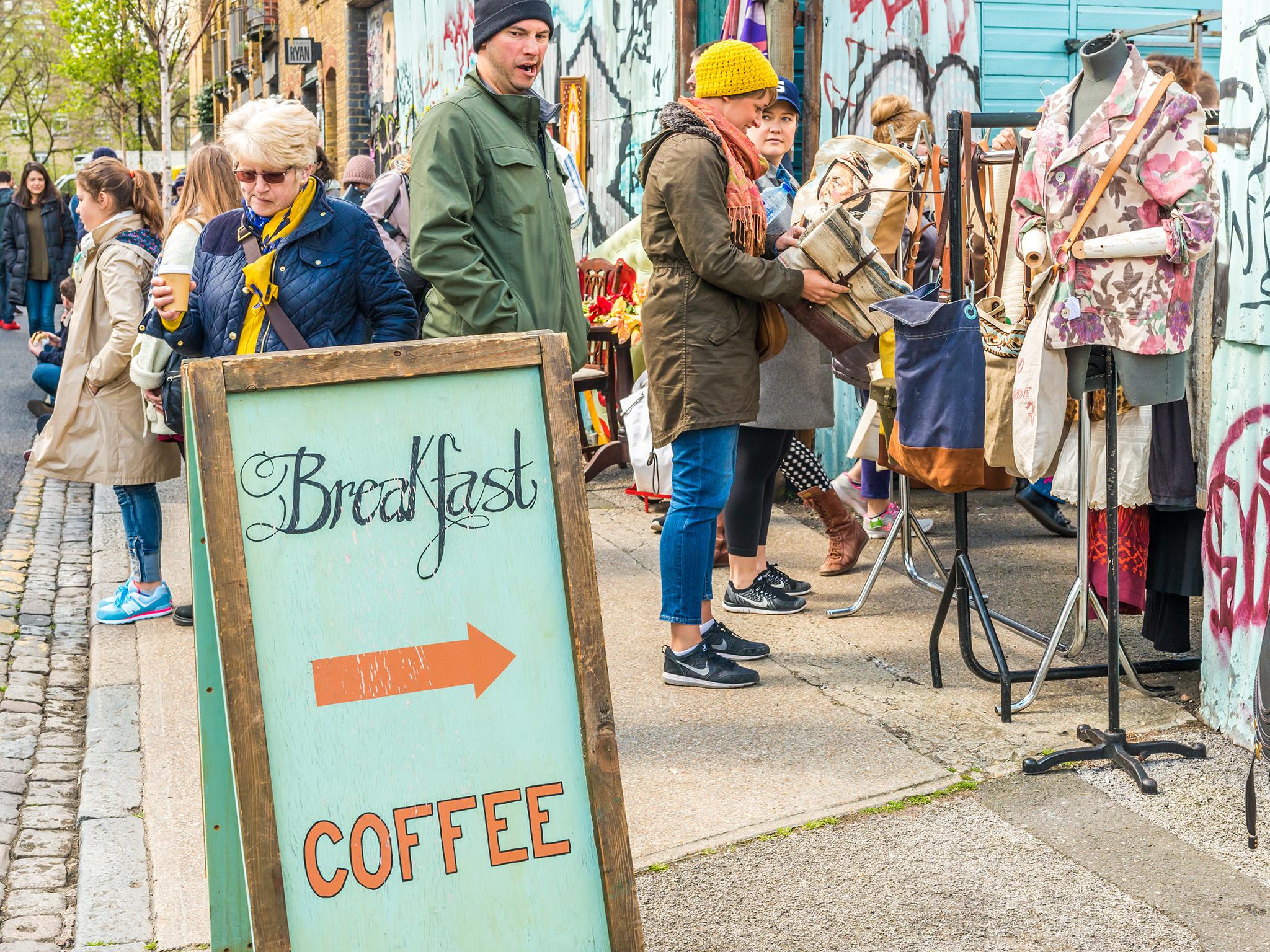 The Columbia Road Flower market offers all kinds of street food pop-ups