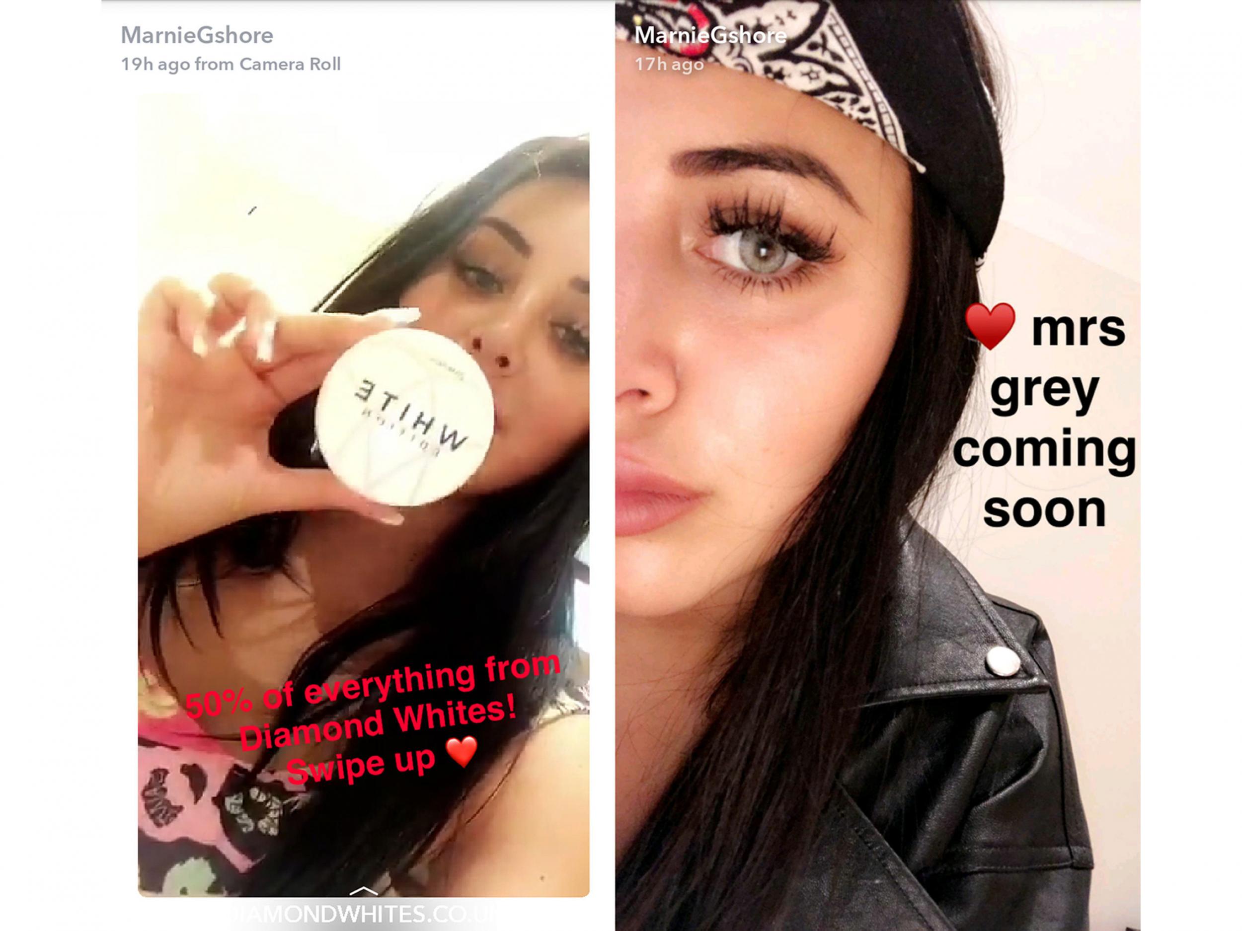 Two Snapchat posts by former Geordie Shore star Marnie Simpson have been banned for failing to clearly indicate that they were ads