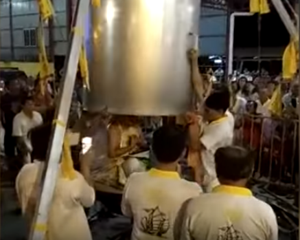 Taoist priest Lime Ba accidentally died performing the stunt, which he had been practicing for over ten years