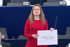 Members of the European Parliament protest against sexual harassment