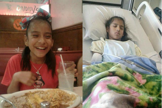 Photos show Rosamaria at a family dinner, and in the hospital in Corpus Christi