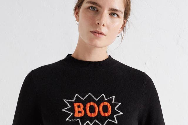 Black Boo Slogan Cashmere Blend Sweater from Chinti & Parker, £275