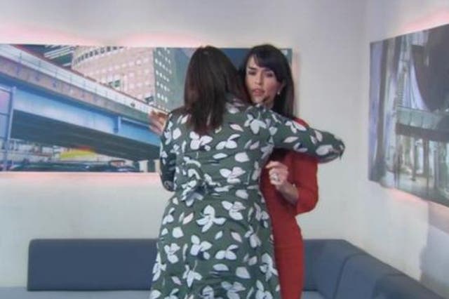 Siobhan Smith and Elizabeth McKenna 'embrace' outside the boardroom