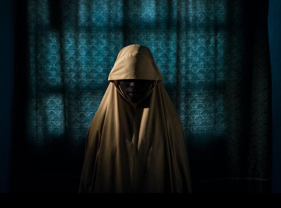 Aisha, 15, who was kidnapped by Boko Haram and refused to carry out a suicide bombing, in Maiduguri, Nigeria