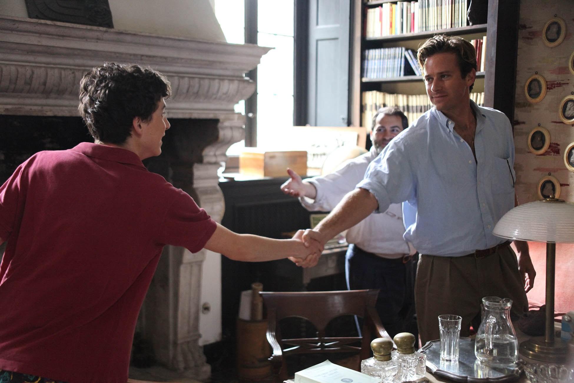 Timothée Chalamet (left) and Armie Hammer appear in ‘Call Me by Your Name’