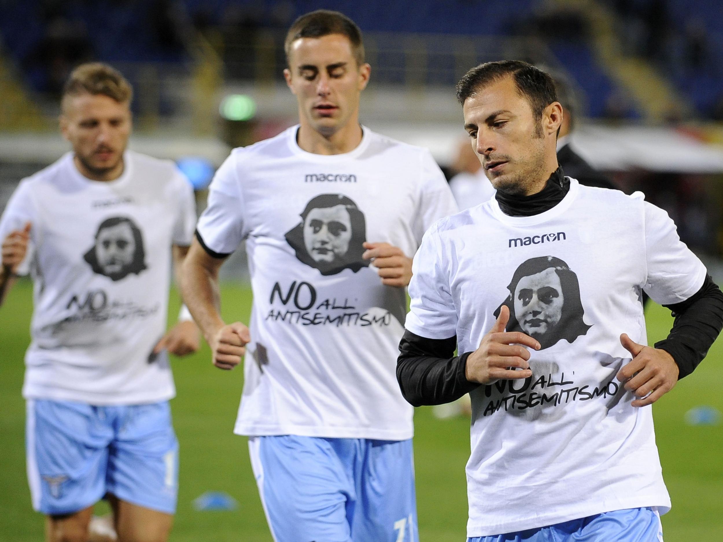 Lazio players wore shirts with Anne Frank's face on