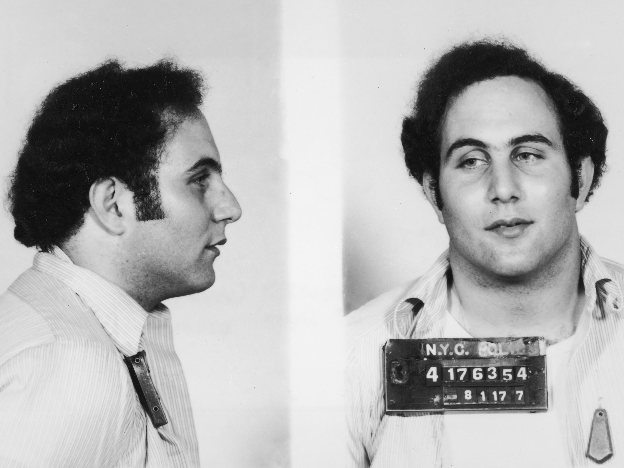 Son of Sam killer David Berkowitz in his police booking photo