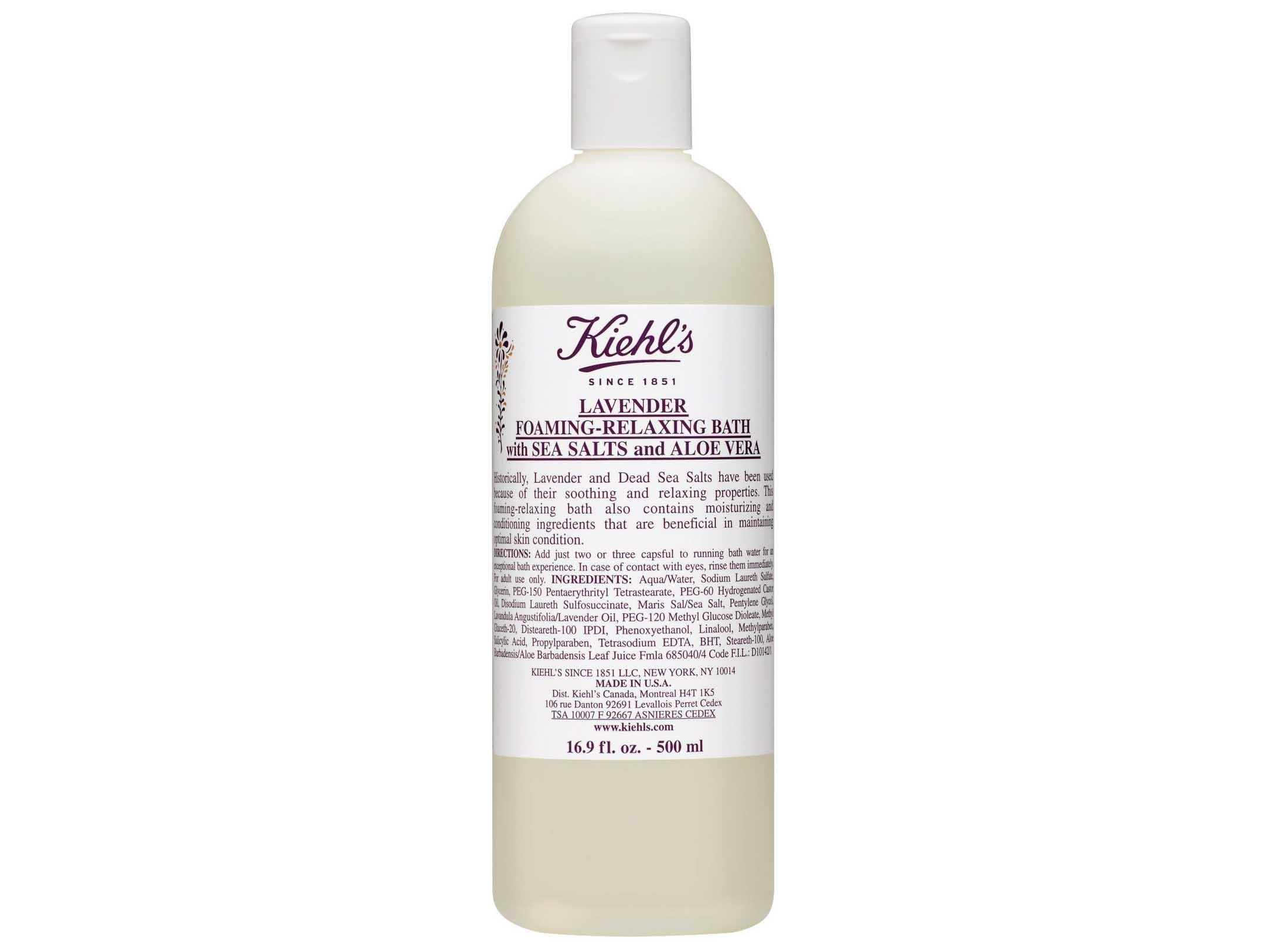 Lavender Foaming-Relaxing Bath with Sea Salts and Aloe, £28, Kiehl’s