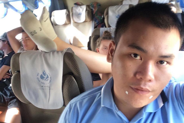 A tourist caused outrage in Thailand when refusing to take her feet off a head rest on a bus seat