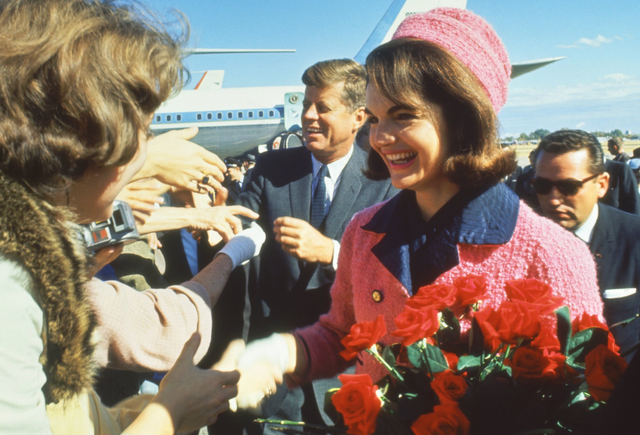 Kennedy and the First Lady, Jacqueline, were welcomed by cheering crowds when they arrived at Dallas' Love Field Airport