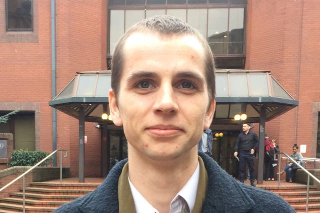 University student Joshua Walker who  he has been cleared at Birmingham Crown Court of a terrorism offence