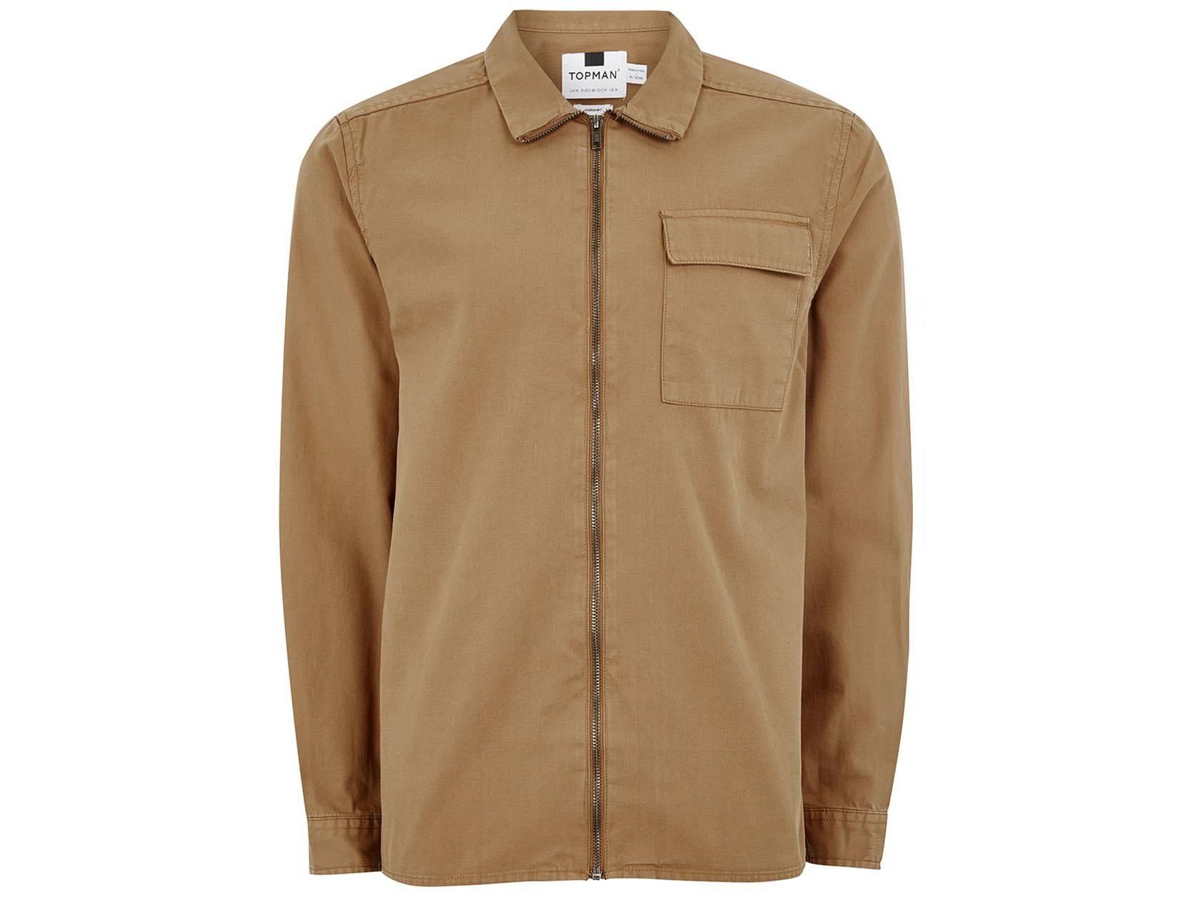 Camel Funnel Neck Shirt, £35, Topman