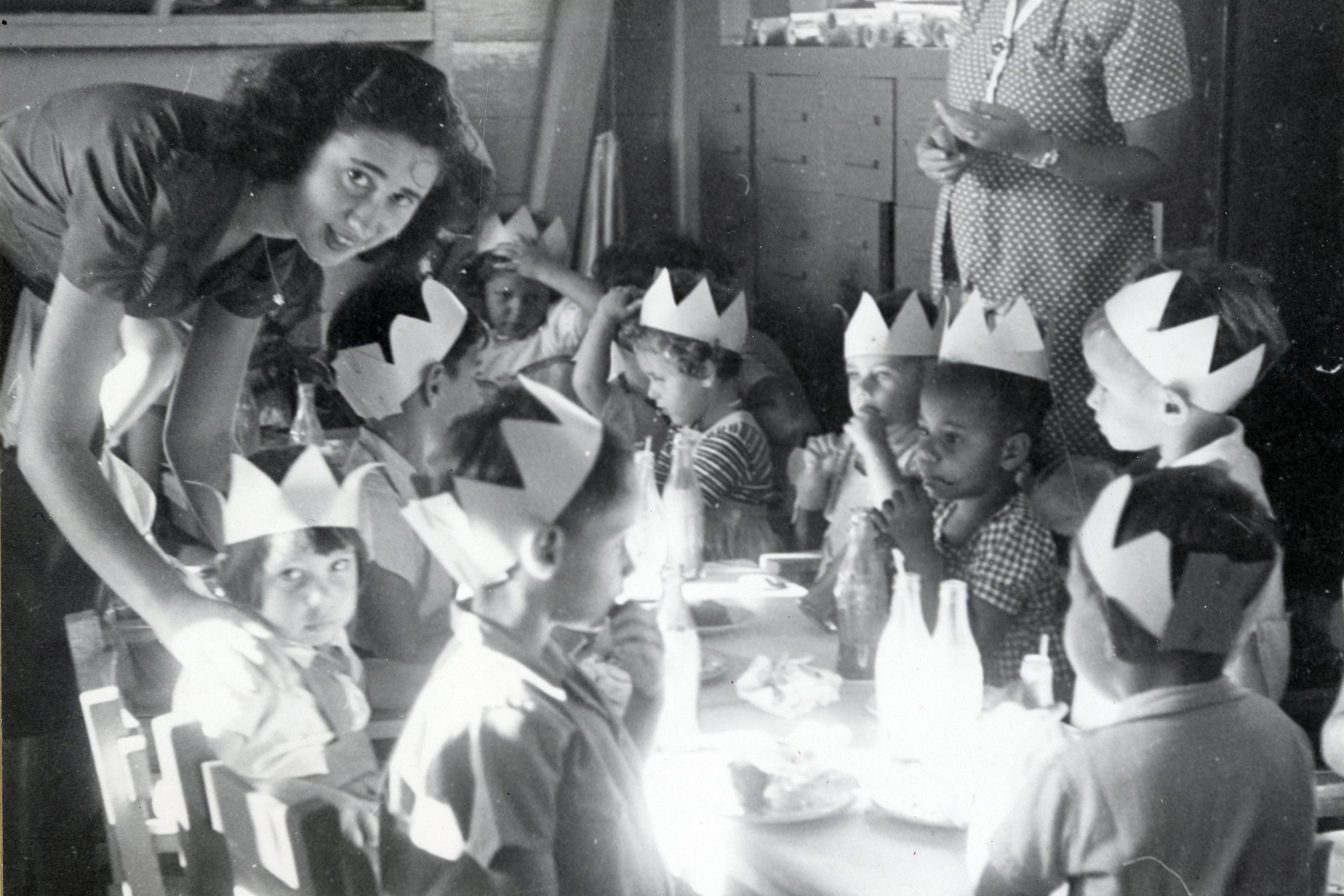 The writer's aunt, Hella Blum, a teacher, with her class