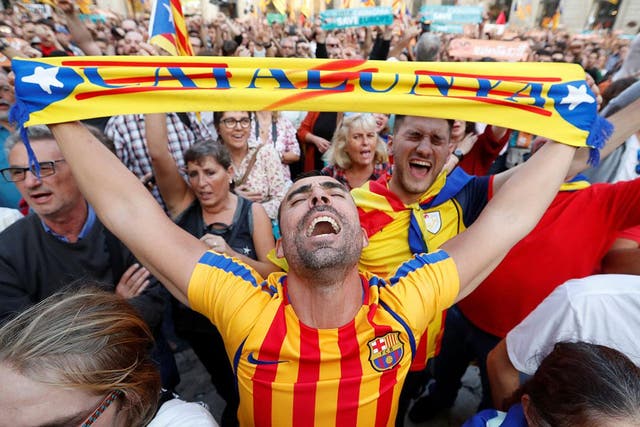 Jubilation as the Catalonian parliament votes in secret for independence on Friday