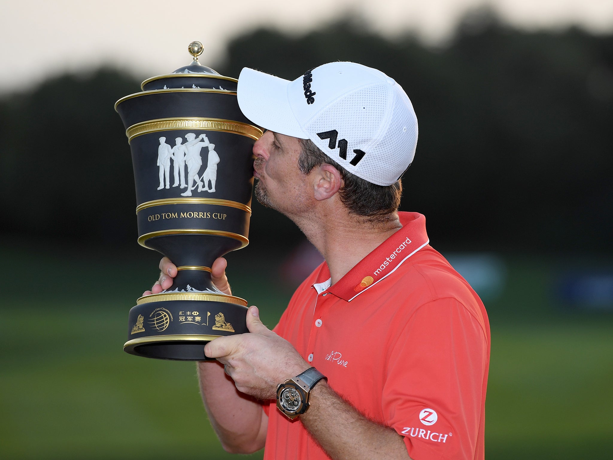 Justin Rose celebrates winning the WGC-HSBC Champions in Shanghai