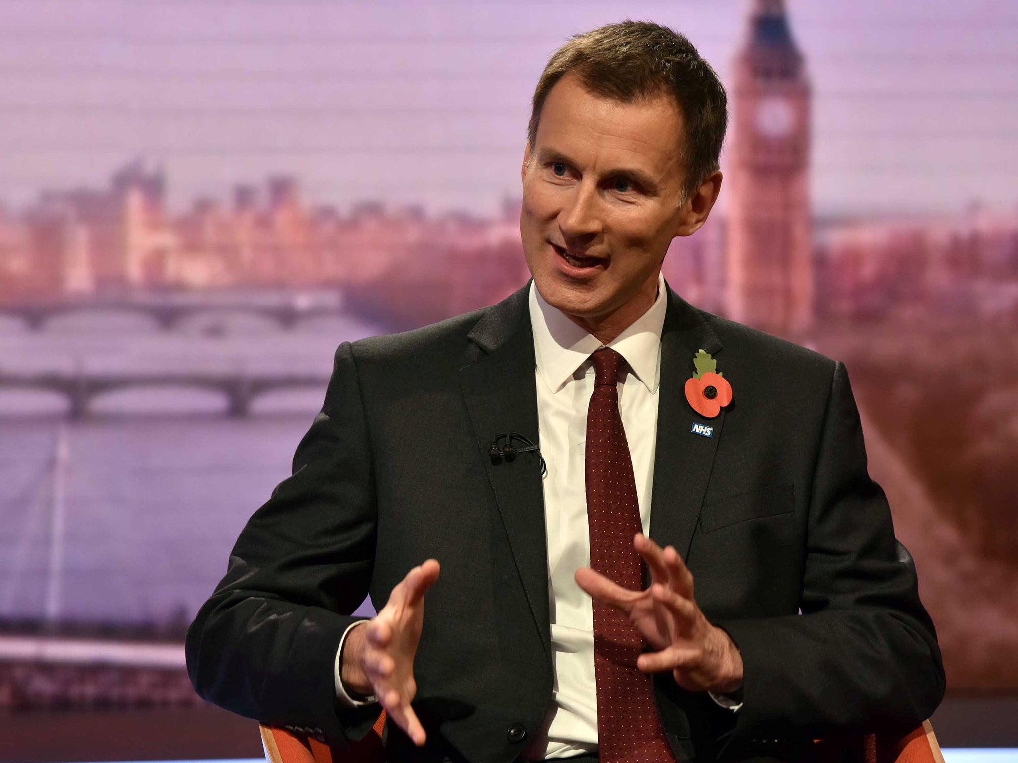 Health Minister Jeremy Hunt speaking on the Andrew Marr Show yesterday