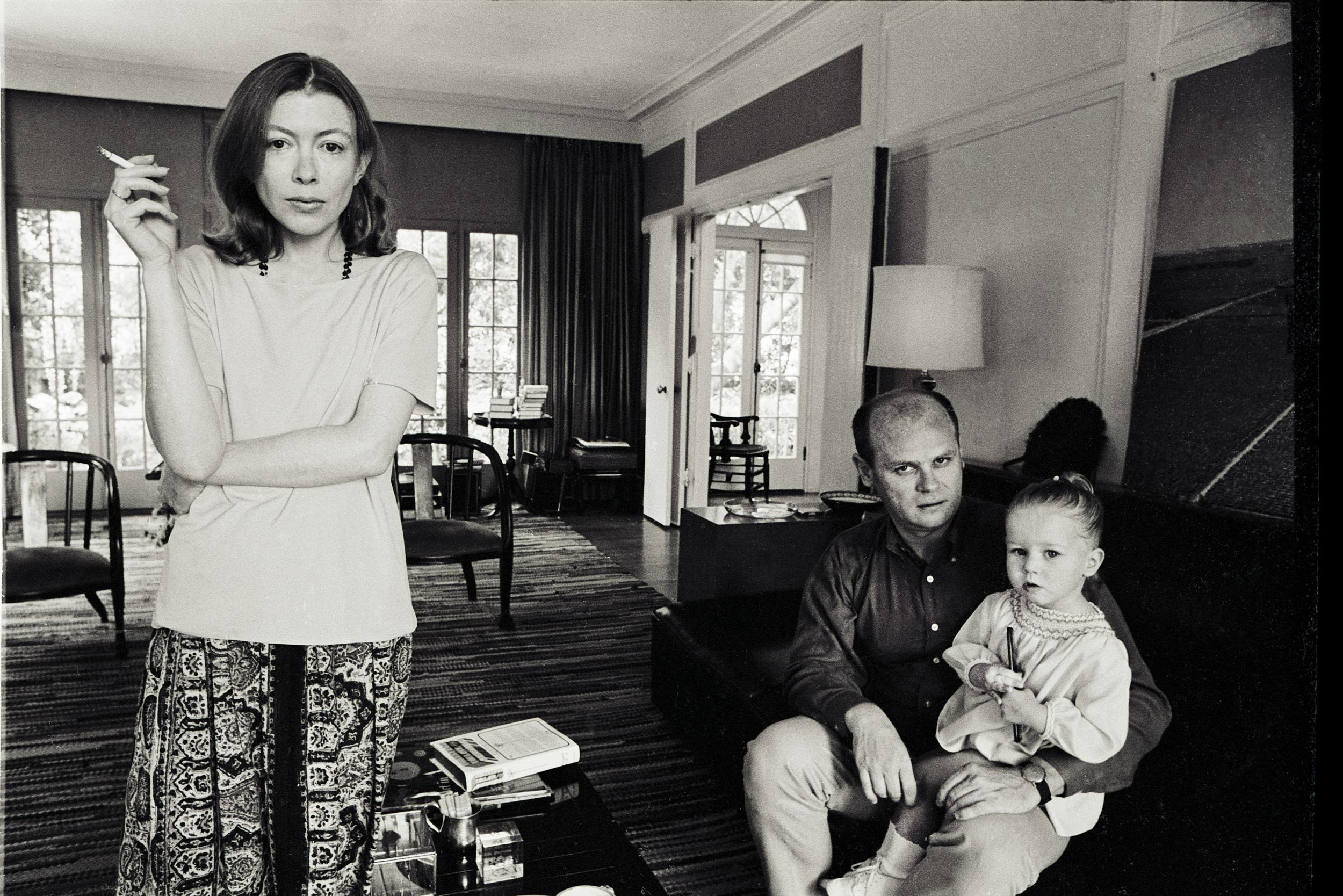 A scene from the film featuring Didion, her husband John Gregory Dunne and their daughter Quintana