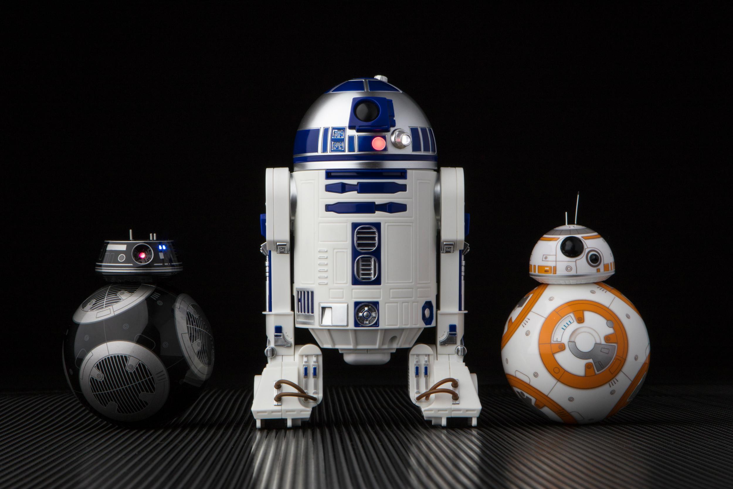 Sphero's full line of droids (l-r): BB-9E, R2-D2, BB-8