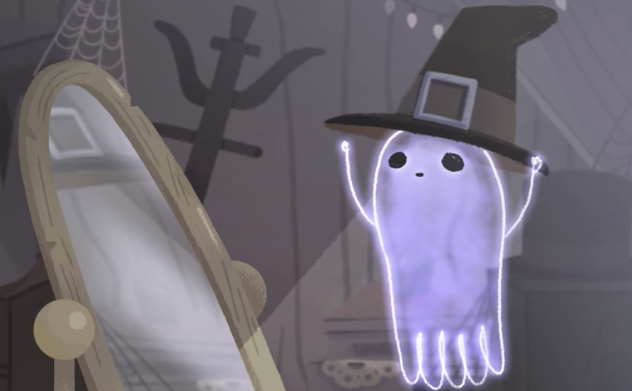 Google Doodle: Halloween 2017, Our #Halloween #GoogleDoodle follows Jinx,  a lonely ghost on a quest for the perfect costume—and a place to belong →   By Google