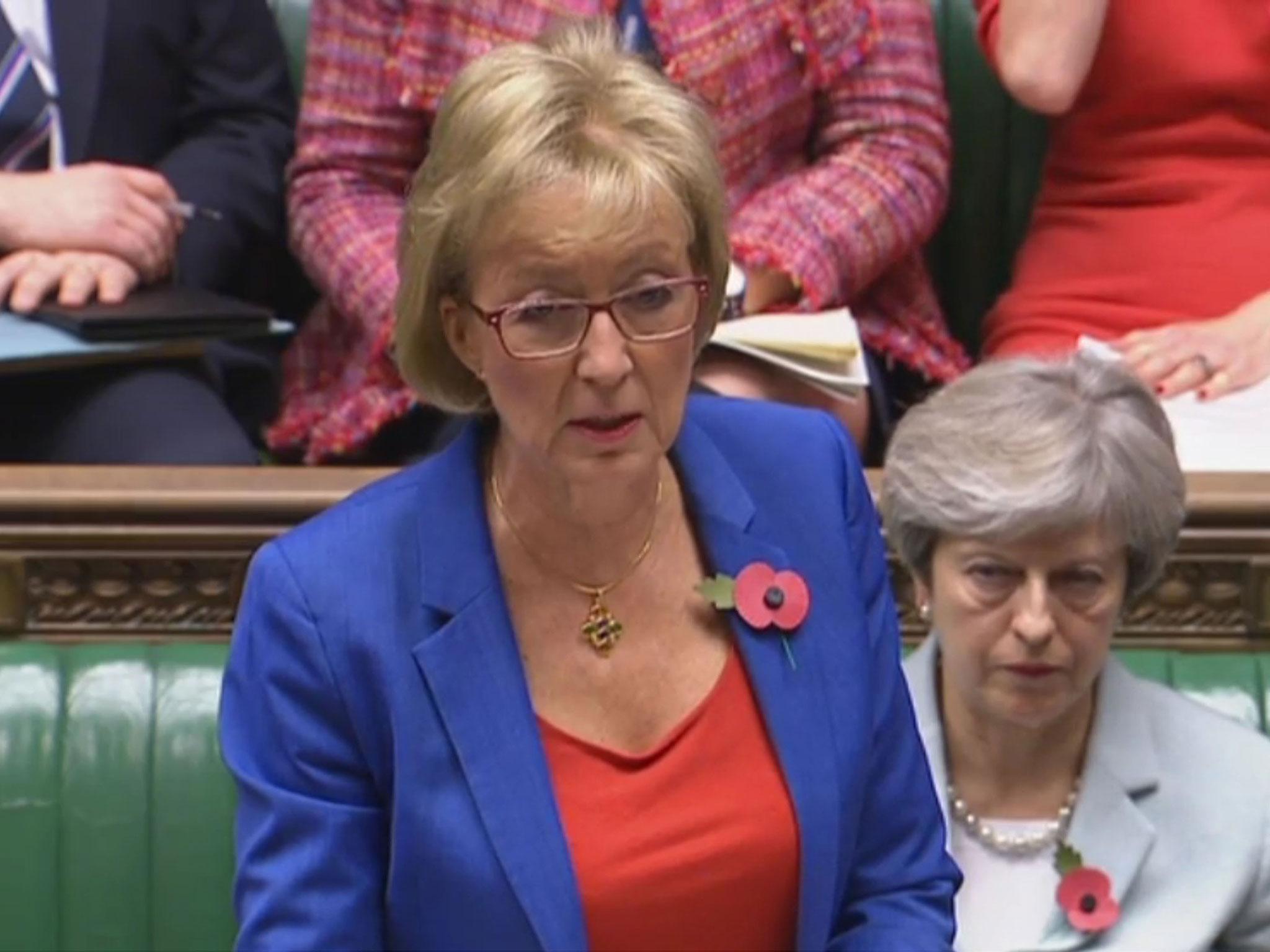 Leader of the House of Commons Andrea Leadsom speaking on 30 October during sexual harassment debate