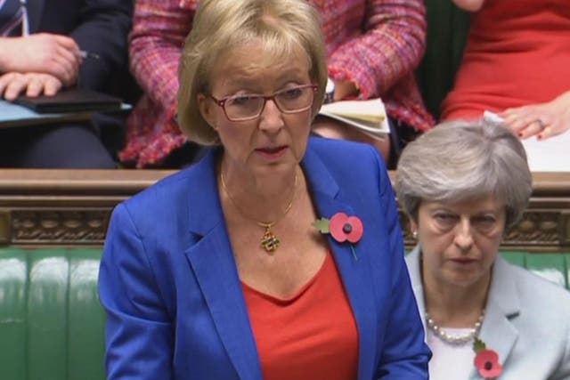 Leader of the House of Commons Andrea Leadsom speaking on 30 October during sexual harassment debate