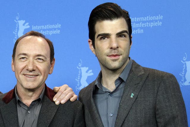 Kevin Spacey and Zachary Quinto promoting Margin Call at the 61st Berlinale International Film Festival in Germany on 11 February 2011