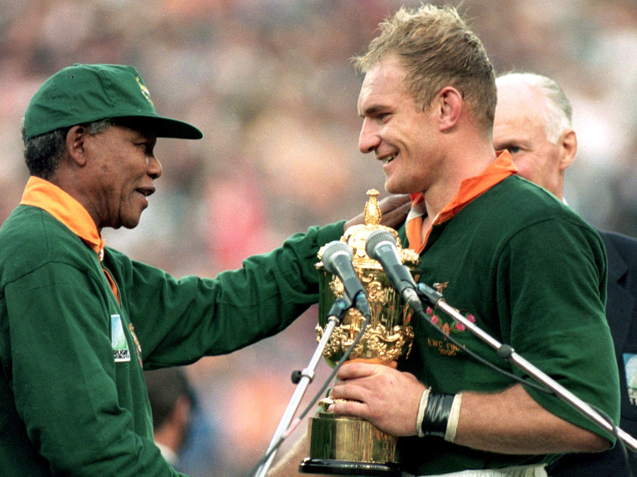 Nelson Mandela and Francois Pienaar at the 1995 Rugby World Cup has remained an iconic image in sport