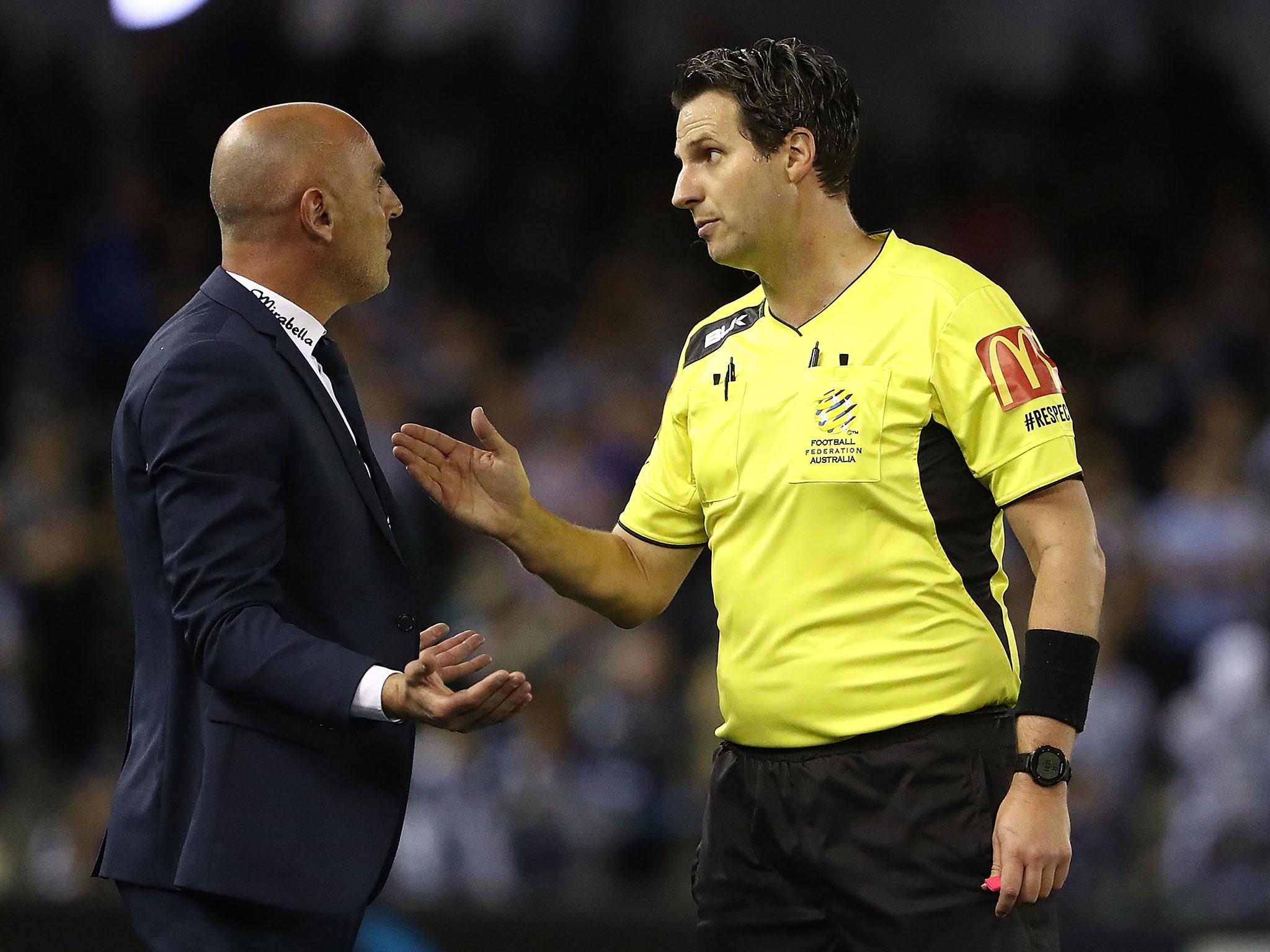 Referees can show managers a red card as part of a trial in Australia.