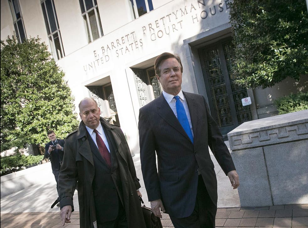 Paul Manafort (right) has pleaded not guilty to the charges against him