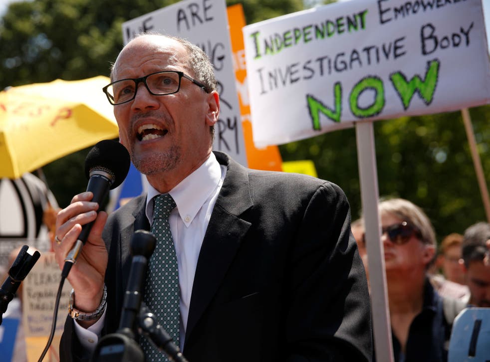 Democratic National Committee Chairman Tom Perez, seen here protesting Donald Trump's firing of FBI director James Comey outside the White House on May 10, 2017, is predicting more charges in Robert Mueller's investigation