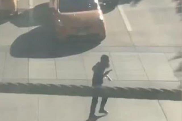 The suspect is seen weaving through Manhattan traffic shortly after launching his deadly assault