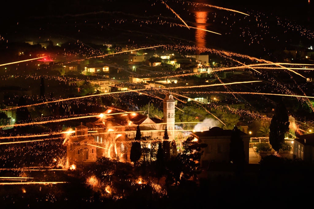 A friendly rocket fight between churches marks Easter