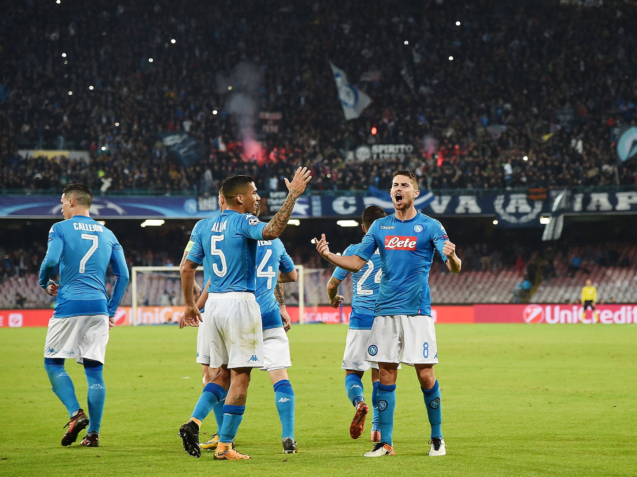 Jorginho celebrates after converting from the spot to make it 2-2