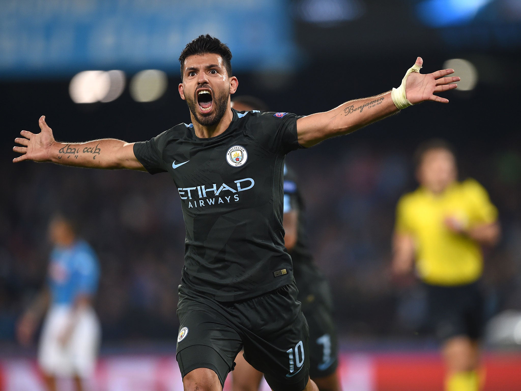 Sergio Aguero helped fire City to victory against Napoli