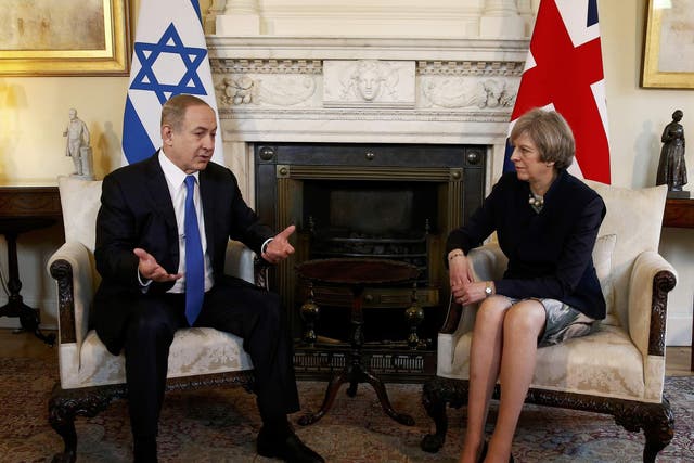 Theresa May last met with Benjamin Netanyahu in London in February