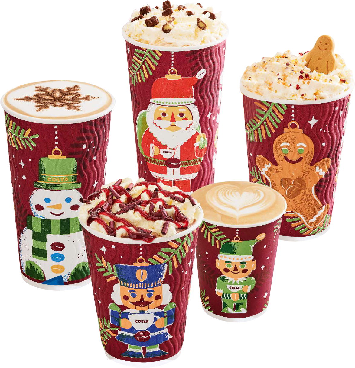 Drinks in Costa's festive cups