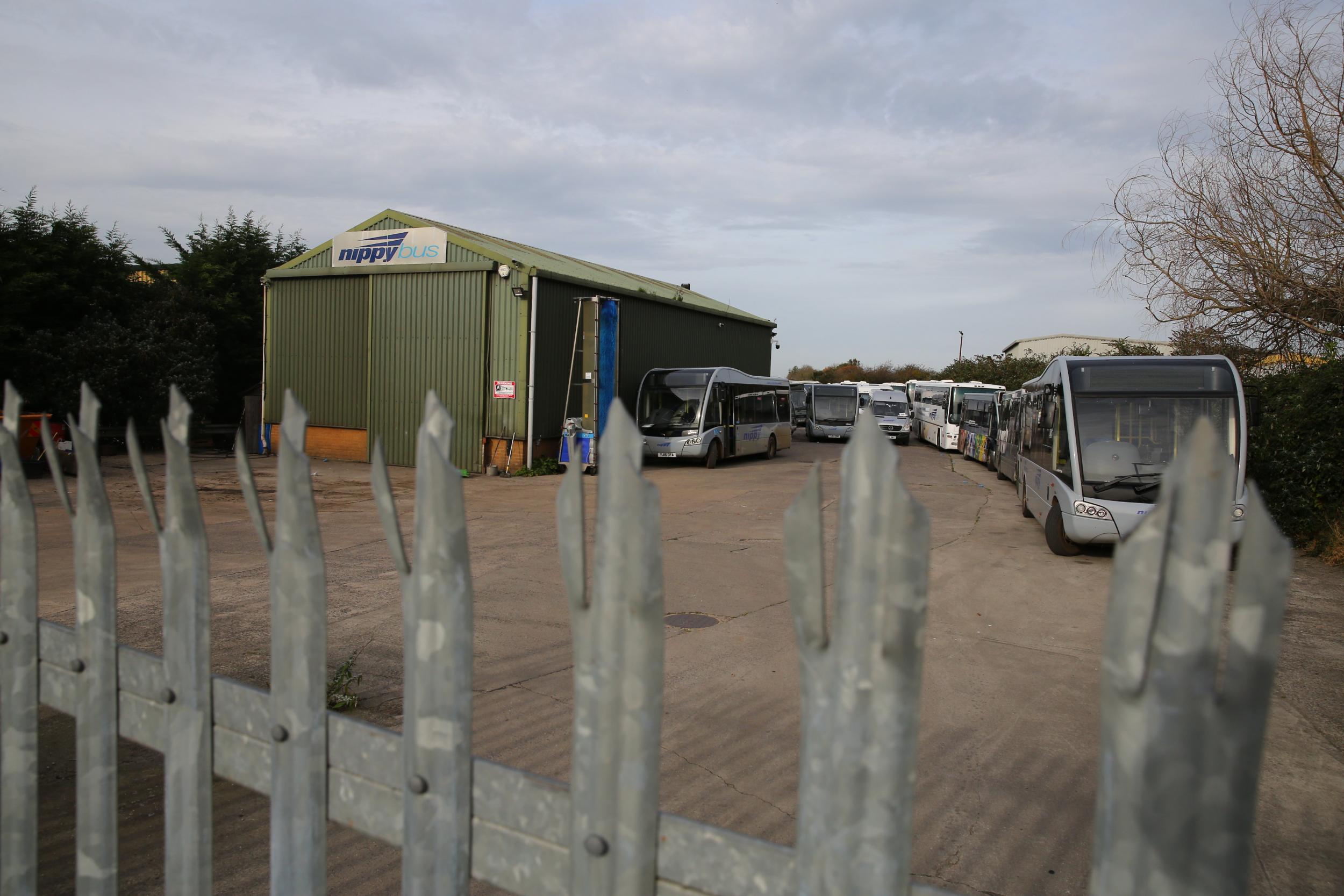 The closed Nippy Bus depot in Martock, Somerset
