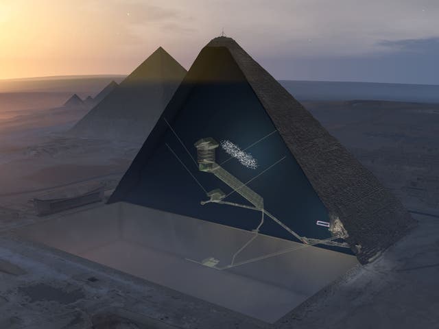 3D cut aerial of Khufu's Pyramid in Egypt