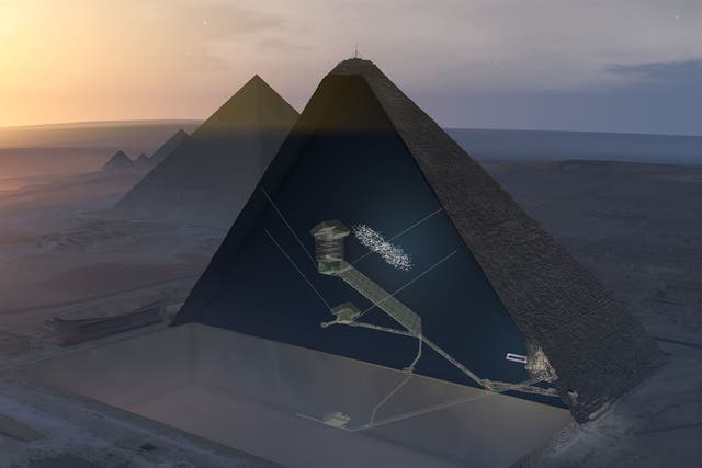 3D cut aerial of Khufu's Pyramid in Egypt