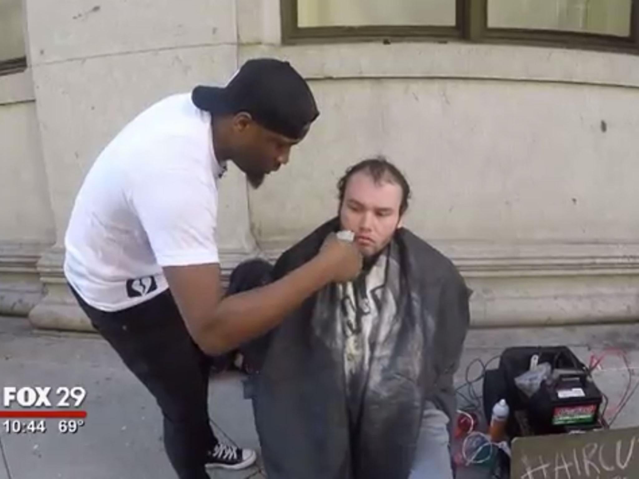 Brennon Jones had been giving free hair cuts and shaves to people living on the streets of Philadelphia for the last year