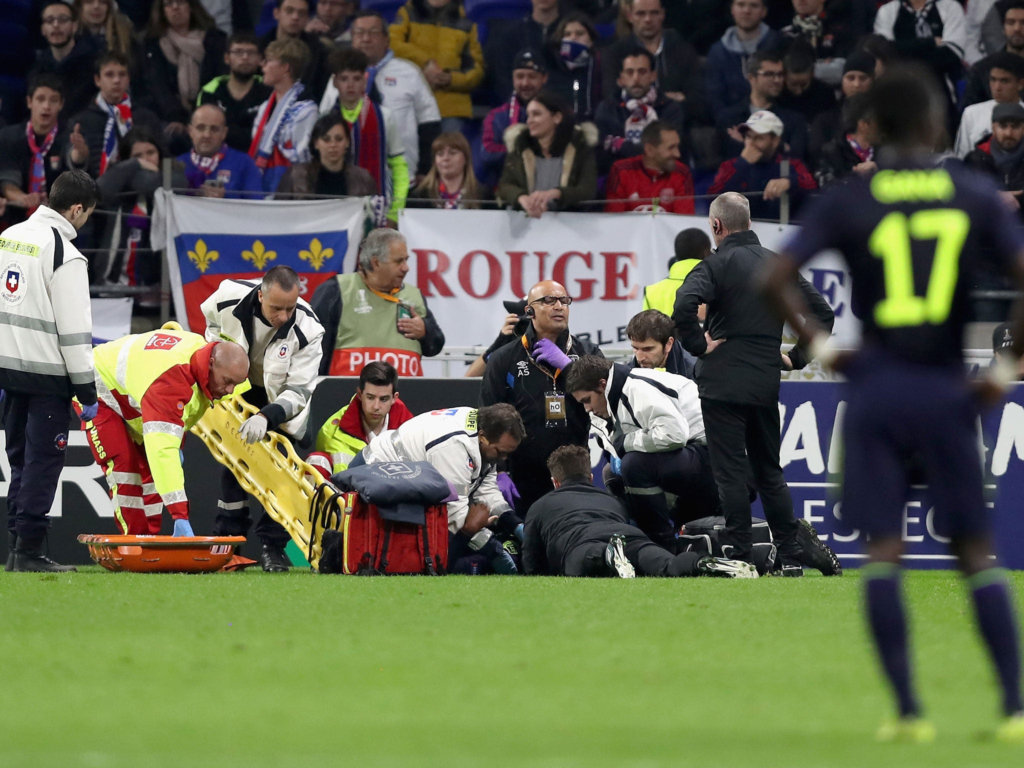Cuco Martina receives treatment has a nasty fall in the first half