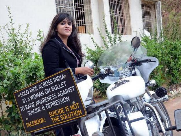 Iqbal rode solo through 111 cities in her own country and Nepal with her message emblazoned on the back of her bicycle