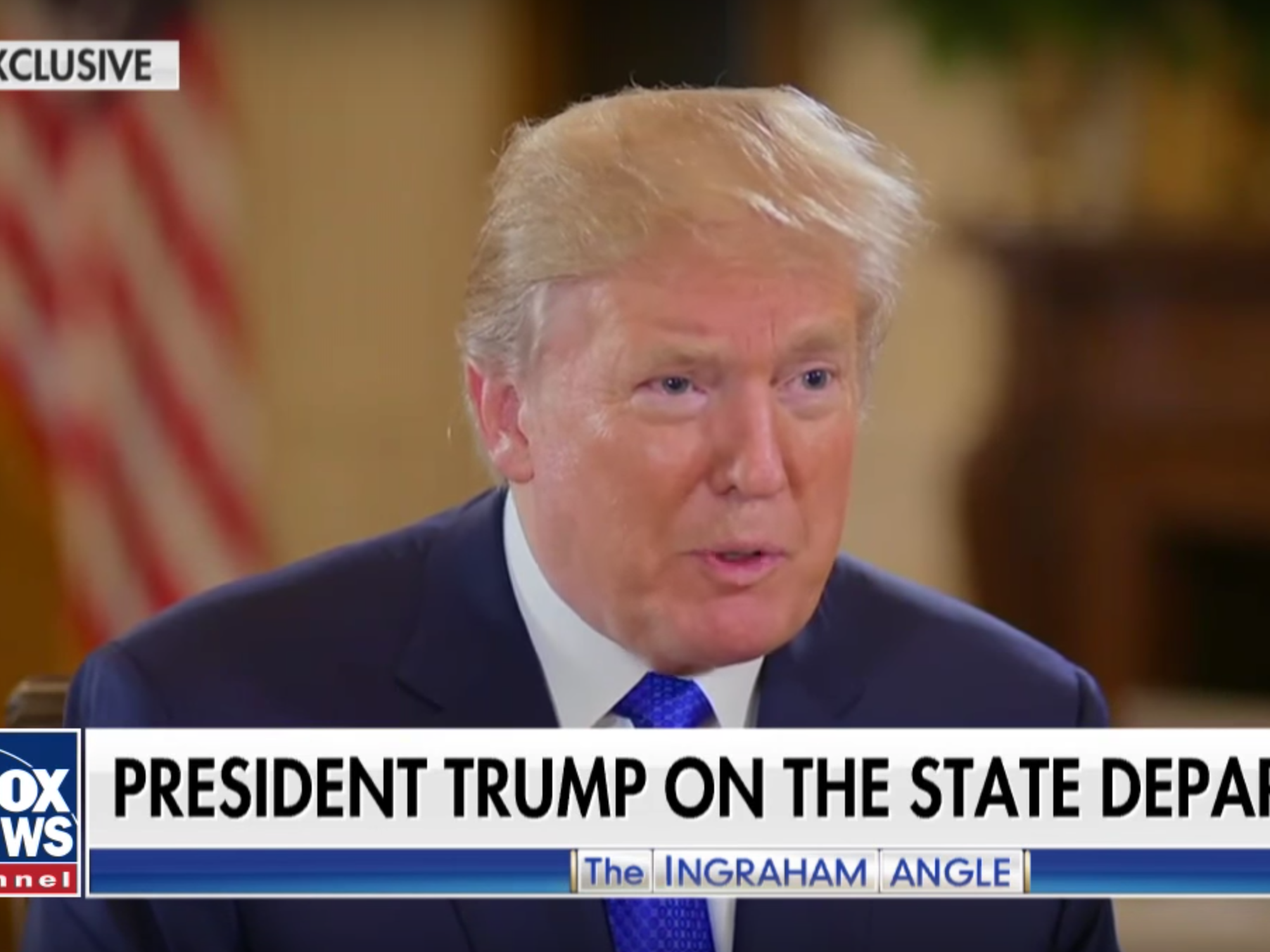 Donald Trump speaks with Fox News' Laura Ingraham about his State Department